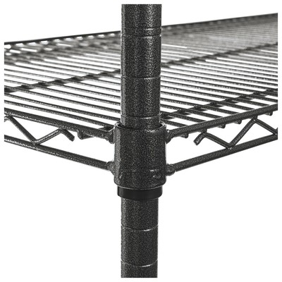 Alera Complete Wire Shelving Unit w/Caster, Four-Shelf, 48 x 18 x 72, Black Anth