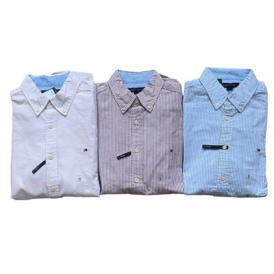 NWT Tommy Hilfiger Men's Custom Fit Essential Stretch Stripe Oxford Shirt All Sz