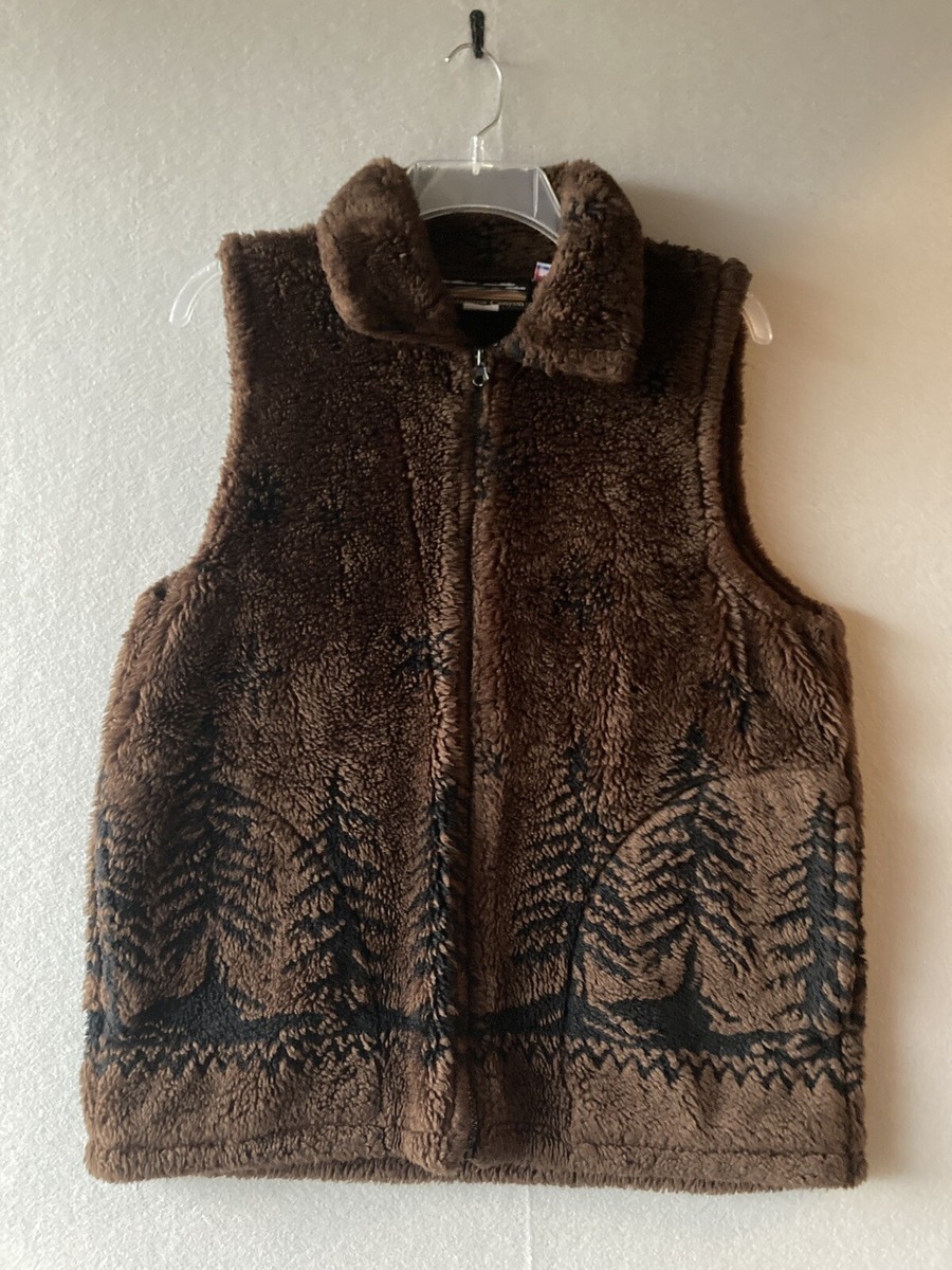 Cobblestone Canyon Vest Womens M Med Brown Deep Pile Fleece