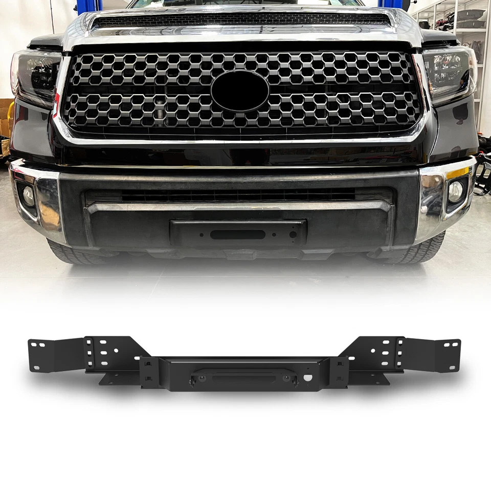 for 2014-2021 Toyota Tundra Front Bumper w/Flip-up Licence Winch Mount Plate - Image 2 of 4