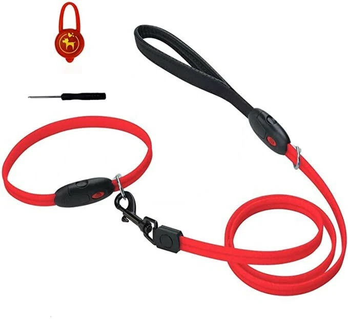 LED Pet Traction Set,LNIDEAS Led Flashing Dog Leash and Collar Set light，Ultra-B