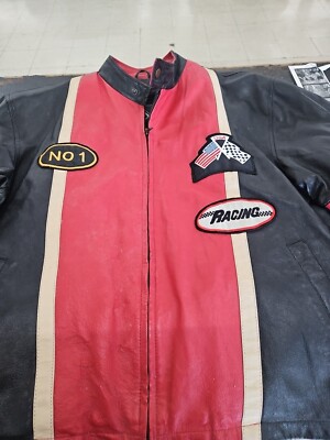 NEW DIAMOND PLATE MEN'S GENUINE LEATHER RACING JACKET WITH TAG