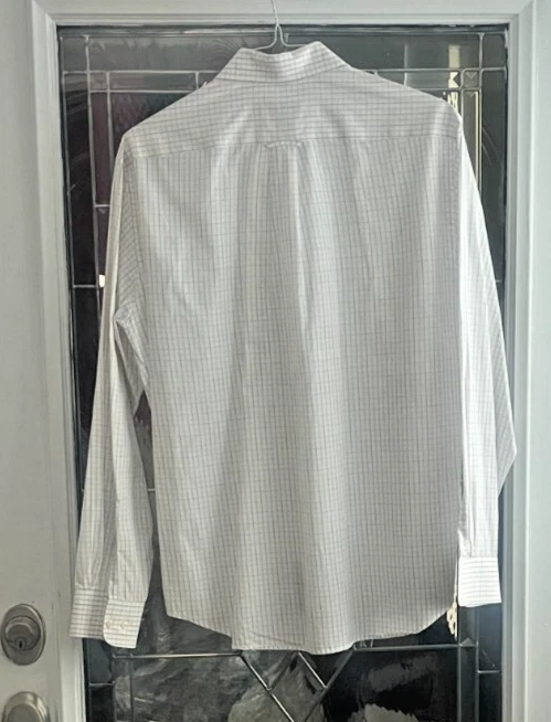 Camisa de vestir Henry Jacobson para hombre M 15,5 34/35 con botones azul/marrón a cuadros Foto 3 de 4