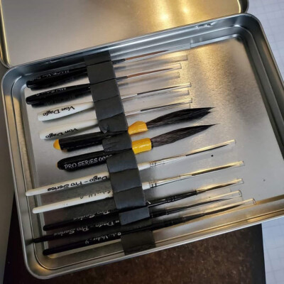 LEAK PROOF Metal BRUSH BOX to Store / Hold '''' your '''' Pinstriping Brushes