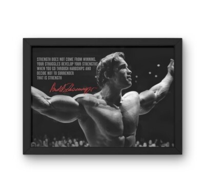 Poster #61 inspiriert von Bodybuilder Arnold Schwarzenegger Arni Zitat Stärke