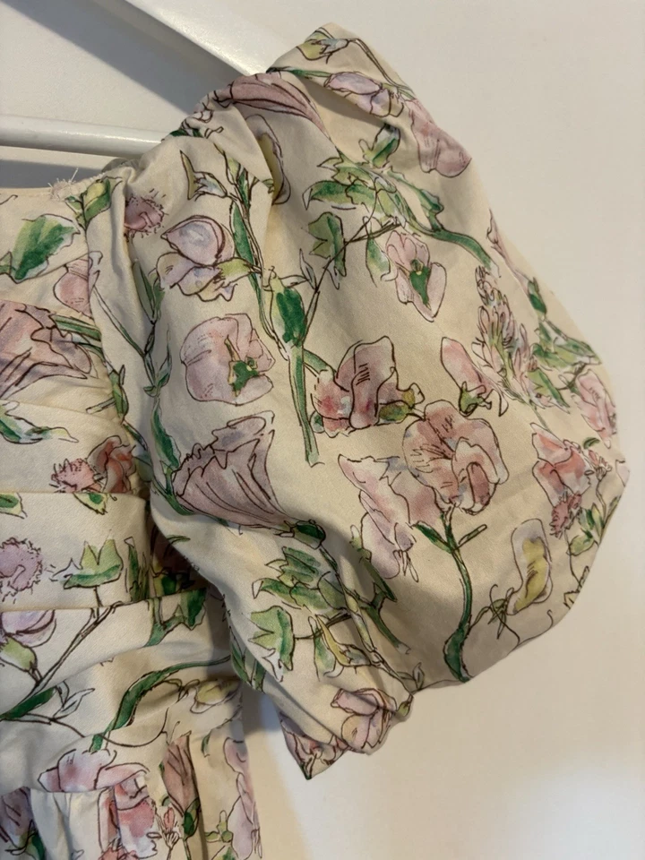 Gingersnaps Dress 10Y Floral Mini Aline Short Puff Sleeve Square Neck - Image 4 of 4