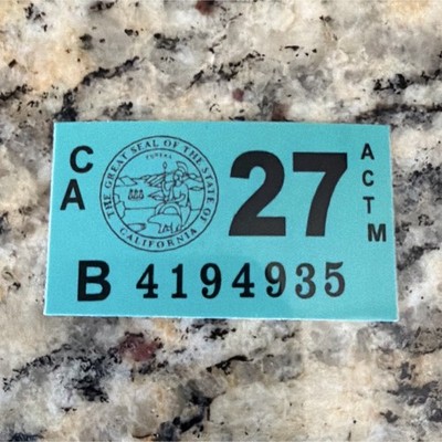 California 2027 Vehicle Registration Decal Sticker Blue Black