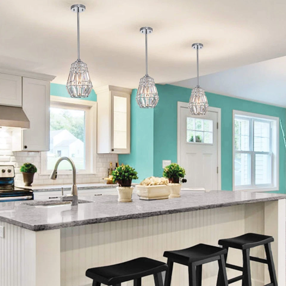 Lámpara de techo colgante Warehouse of Tiffany HM115/1 Trazi de cristal de 1 luz, plateada Foto 3 de 3