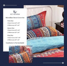 Queen Size Boho Chic Duvet Cover w/shams, Zipper Closure, New See Description