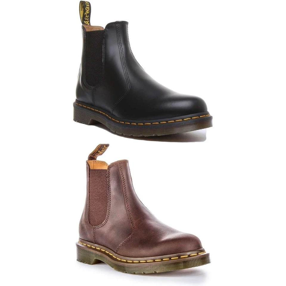 DR MARTENS 2976 Jaune Couture Crazy Horse Cuir Bottes Unisexe Brun Taille 3 - 12 - Photo 1/1
