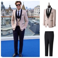 Men's 3pcs Suit Blazer Vest Pants Wedding Tuxedo Suit Shawl Lapel Formal Party