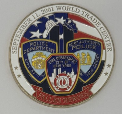 September 11 2001 World Trade Center Fallen Heroes Challenge Coin FDNY NYPD PAPD