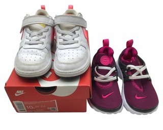 Nike Court Borough Low TD Kids Shoes White/Neon Pink Size 10C Pre Owned