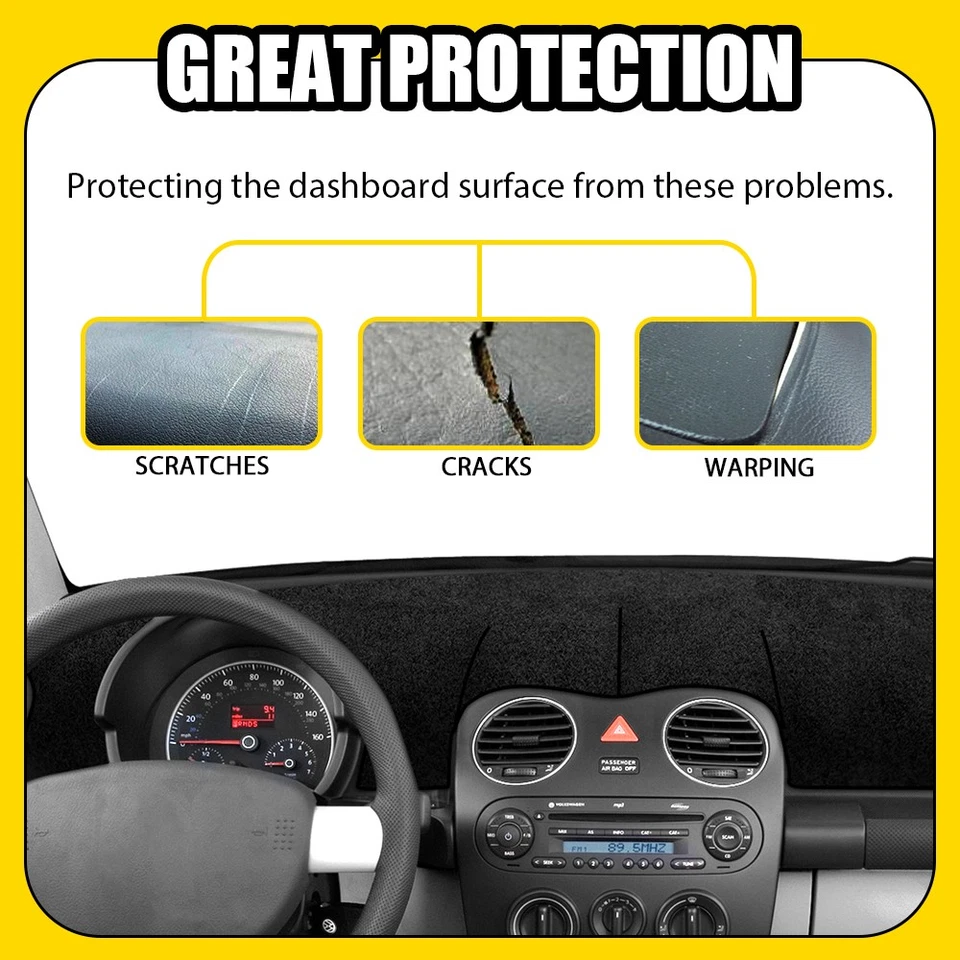 Cubierta de tablero de instrumentos para Volkswagen Beetle 1998-2010 alfombrilla alfombra almohadilla 1-6 piezas Foto 4 de 4