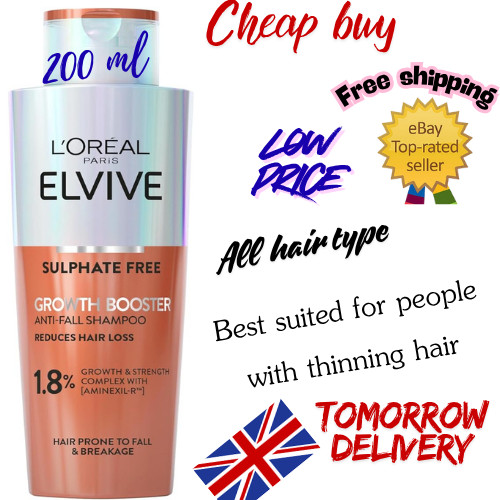L'Oreal Paris ELVIVE Growth Booster Shampoo 200Ml, anti Hair Loss Shampoo for Me