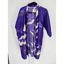 Marnkyo Women's Purple  White Crane 3/4 Sleeve Vintage Kimono Size L