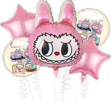 MONSTER PLUSHY PARTY BIRTHDAY DECORATION BALLOONS FOIL MYLAR 5 PC- Pink