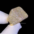 Men's Iced Out Round Cut Moissanite Sterling 925 Silver Hip Hop Style Ring