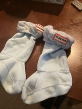 HUNTER Kids Fleece Boot Socks Medium Light Blue Size 11-13