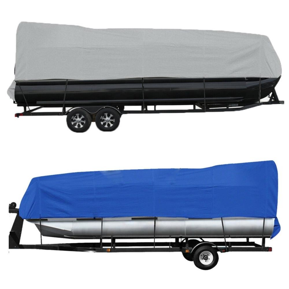 Heavy Duty 17-24ft Pontoon Boat Cover Waterproof Blue Grey