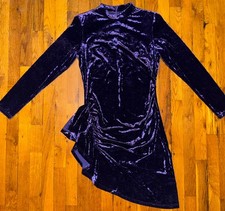 Fashion Nova Purple Shoulder Pads Long Sleeve Midi Scrunch Dress Size Large