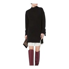 Brochu Walker Cashmere & Wool Layered Sweater Dress Black White Size XS 