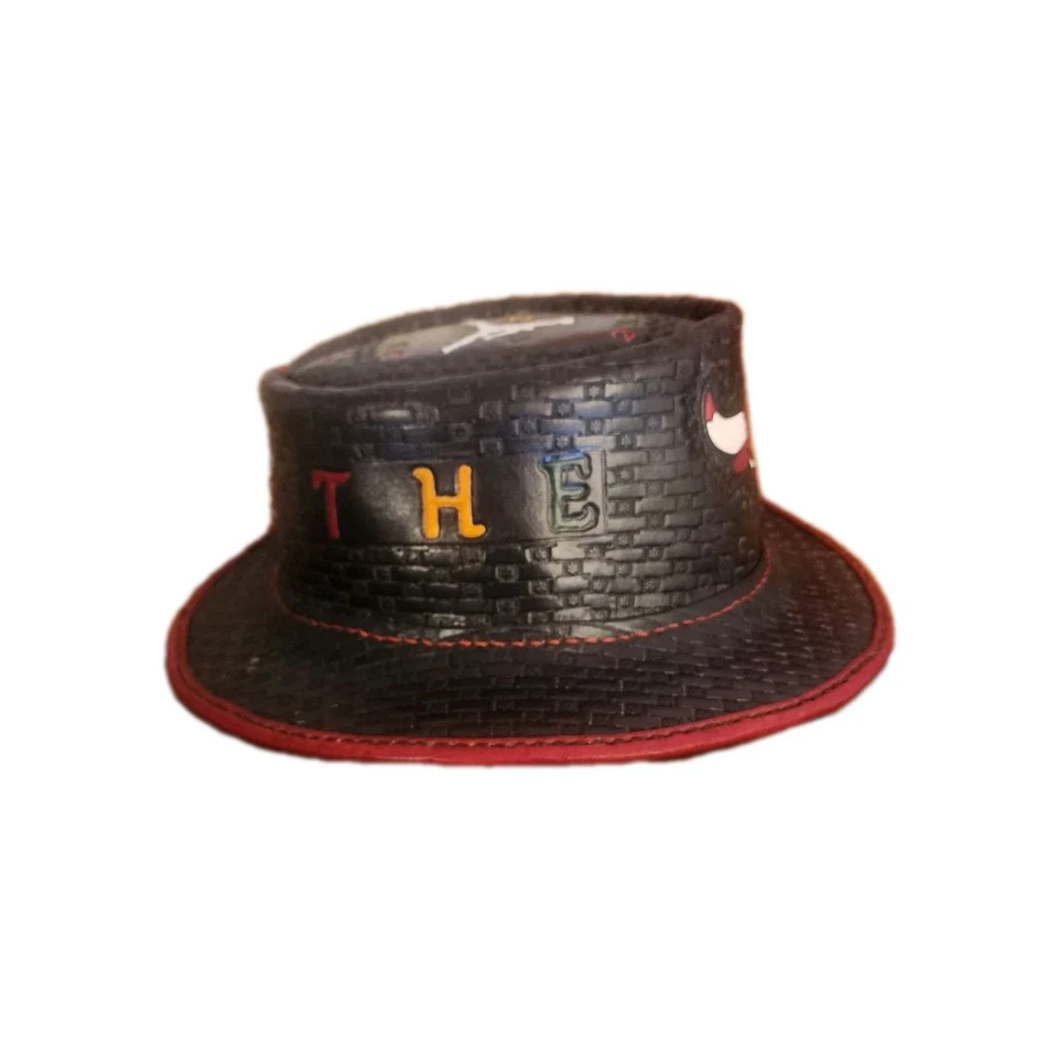 Sombrero de cuero genuino 100 % hecho a mano Chicago Bulls. 7-1/4 7-1/2 Foto 4 de 4