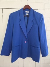 Vtg Talbots Silk Blazer Womens 8 Career Office Luxury Royal Blue Patriotic