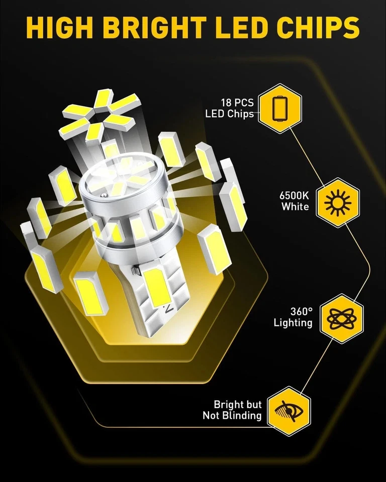 AUXITO Latest 194 LED Bulb 6500K White Super Bright 168 2825 T10 W5W LED Bulb - Image 4 of 4