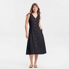 A New Day Women Casual Button-Front Midi Dress - Black