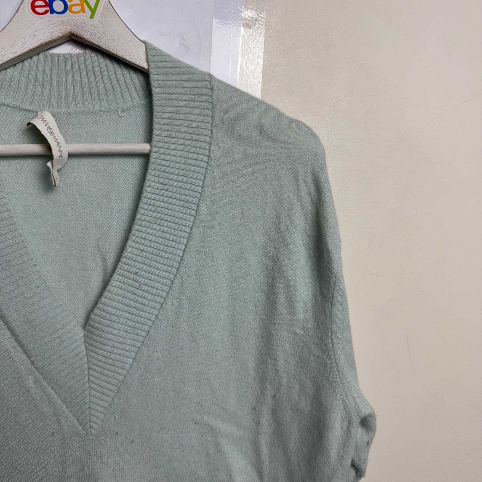 Zimmermann Jumper Womens 1 Green 100percent Cashmere V Neck Knit Pullover Winter image 3
