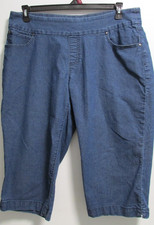 Womens size L 12-14 Blue Denim Stretchband Pullon Capri by TIME  TRU