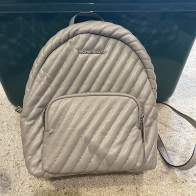 Michael Kors Abbey Medium Quilted Vegan Leather Backpack Aluminum