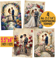 Wedding Card Toppers Floral Bridge Vintage A6 Cardmaking Scrapbooking CRAFT TAGS