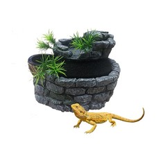 550ML Reptile Water Fountain with Food Dish   Terrarium Drinking Fountain for...