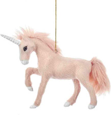 5" FURRY PINK UNICORN ORNAMENT