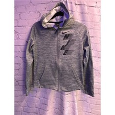 Nike Youth Dri Therma FIT Graphic Full Zip Athletic Training Hoodie Size XL Gray