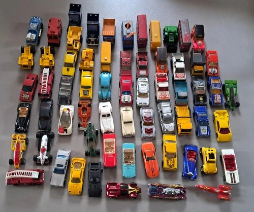 Vintage Hot Wheels & Matchbox Lot Of 62 Loose Cars & Trucks 1:64 1970s & 1980s