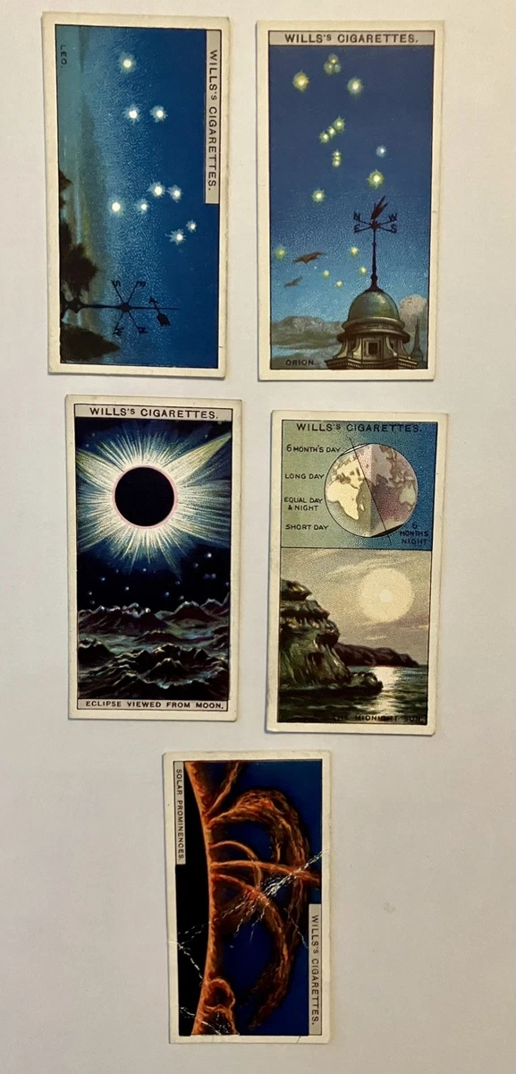 romance of the heavens tobacco cards WD & HO Wills Cigarette Set of 50 1928 Original Formation of the Moon stock