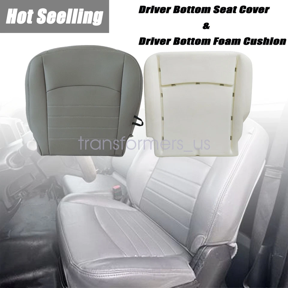 Funda de asiento inferior del conductor gris y cojín de espuma para Dodge Ram 1500 2500 2013-2020 Foto 2 de 4