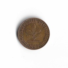 1966 Germany - 1 Pfennig - 827 - Copper Clad Iron - 2g