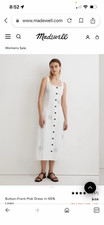 Madewell Button Front Midi Dress in 100% Linen Sz 0, XS