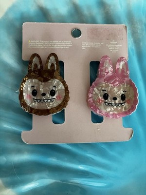 Jade & James Bunny Hair Clips Pink Brown Animal Face Labubu like Monster Danbar