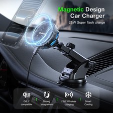 New Mag-Safe Car Mount 25W Qi2.2 Cooling Magnetic Wireless Car Charger Dashboard