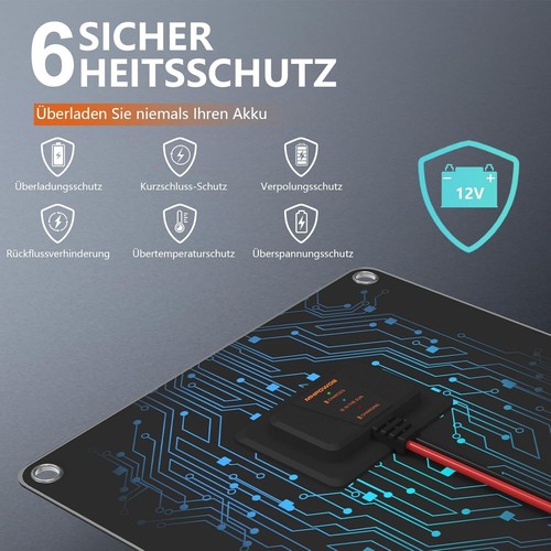 MHPOWOS Solarbatterieladegerät 12V Solarpanel-Erhaltungsladesets für Auto, Boot - Bild 18 von 23