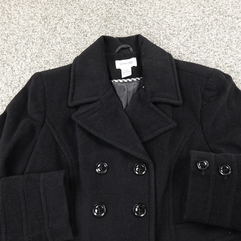 Abrigo para mujer St Johns Bay PXL negro lana cachemir doble botonadura chaqueta chaquetón Foto 2 de 4
