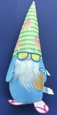 Summer Beach Gnome Plush Striped Hat, Flip-Flops,  Sunglasses Stuffed 14  NWT