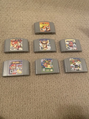 Nintendo 64 N64 7 game bundle Lot, Mario Party 1 2 3, Mario Kart 64, Super Mario