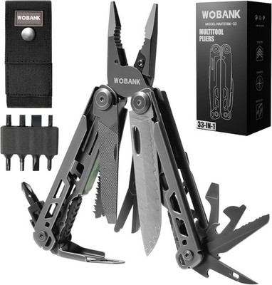 Multitool, 33-in-1 Stainless Steel Multi Tool Pliers with Screwdriver Black 