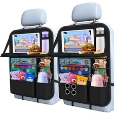 Oneyus Car Backseat Organizer with table Tray, 9 1Pack Food Black